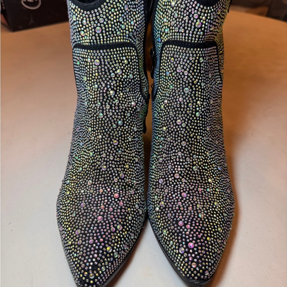 Elegant Black Rhinestone Women's Boots